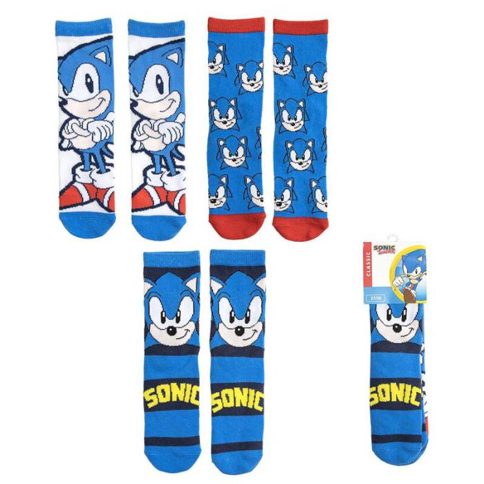 The Hedgehog Sonic pack 3 assorted socks 4762