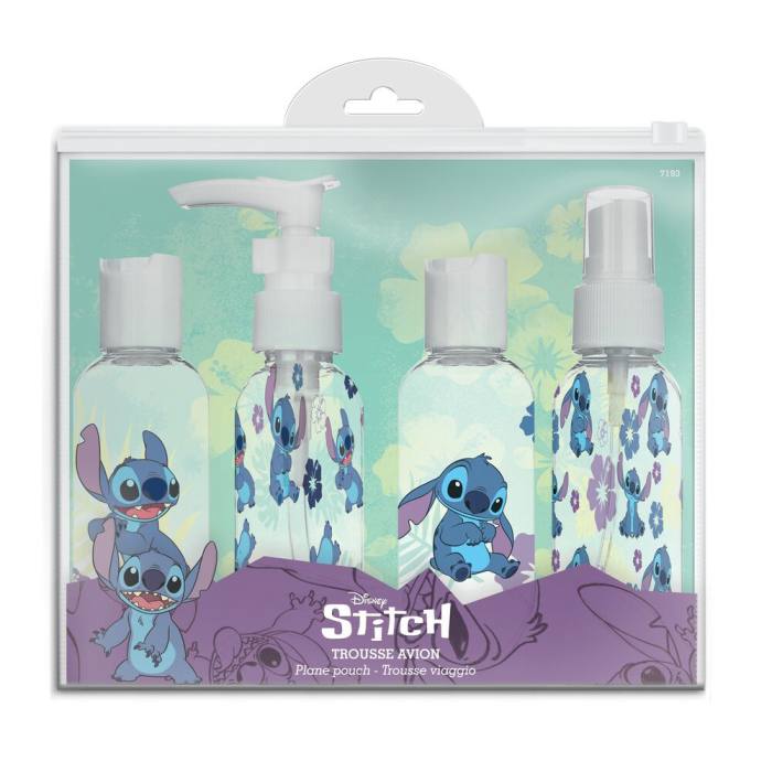 Disney Stitch Travel bag 4 refillable bottles 7915