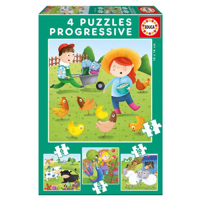 Farm Animals Progressive puzzle 6-9-12-16pcs 37072