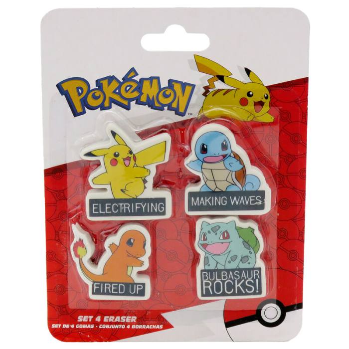 Pokemon set 4 erasers 38282