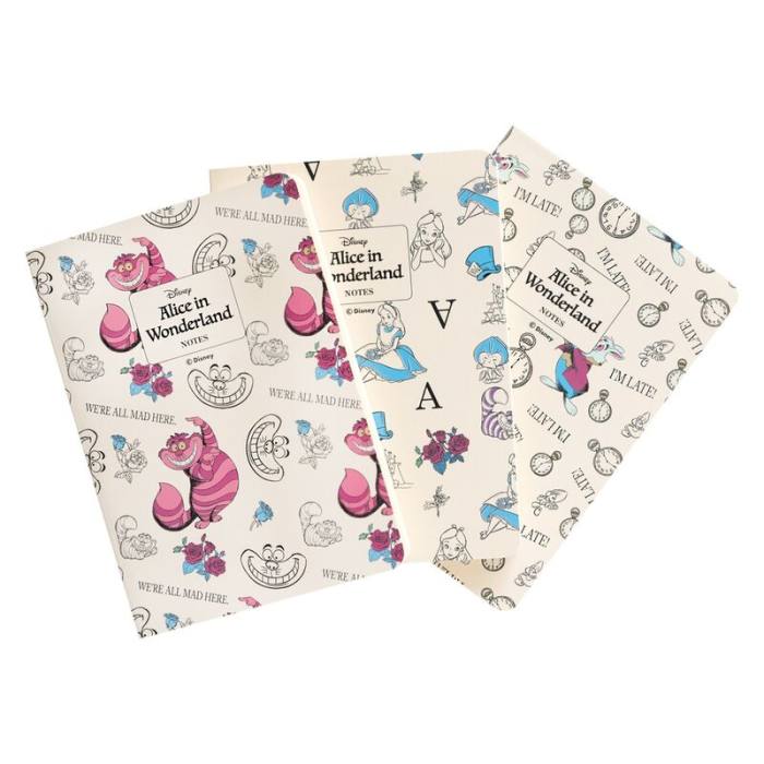 Disney Alice in Wonderland pack 3 A6 notebooks 41326