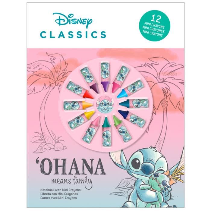 Disney Stitch notebook + 12 crayons set 43468
