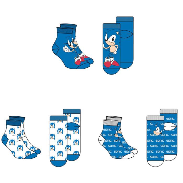 Sonic The Hedgehog assorted pack 3 socks adult 49314