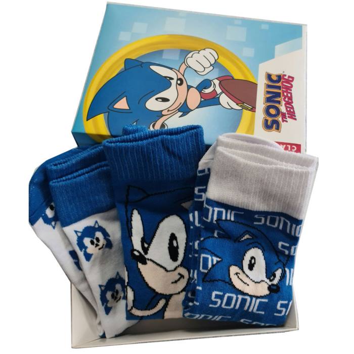 Sonic The Hedgehog assorted pack 3 socks adult 49313